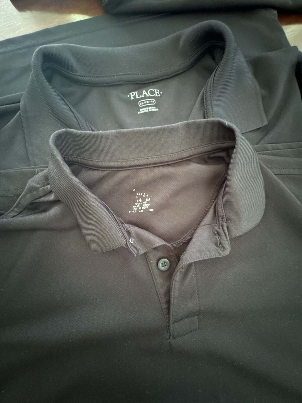 Lot of 2 The Children's Place Boys Performance Polo Shirt Black Size XL 14